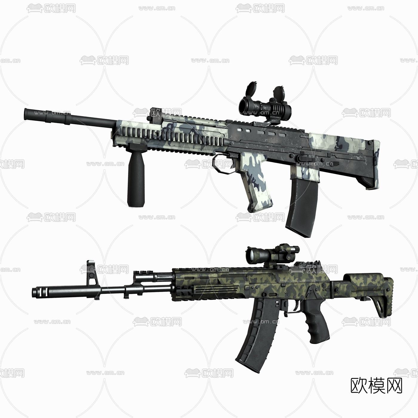 现代自动突击步枪3d模型下载（渲染图1）