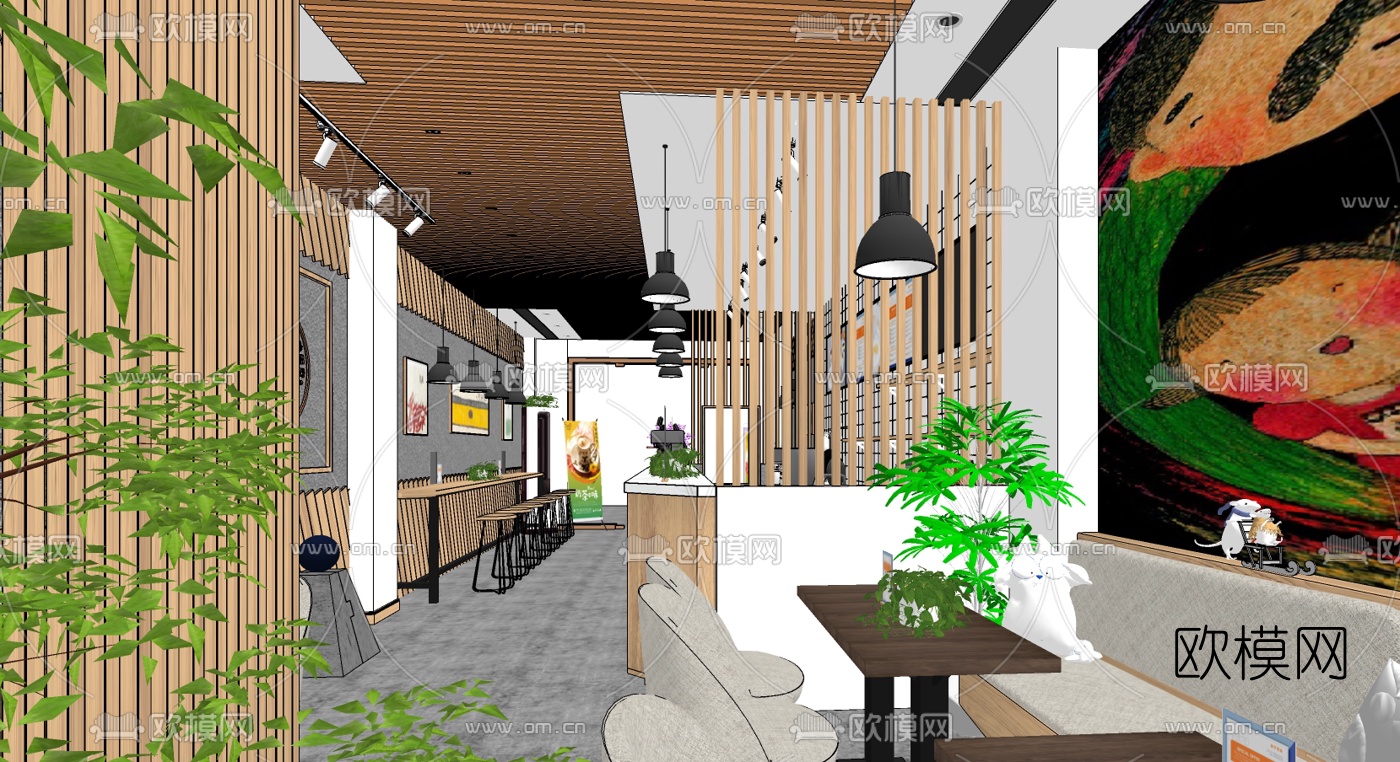 北欧奶茶店su模型下载（渲染图4）