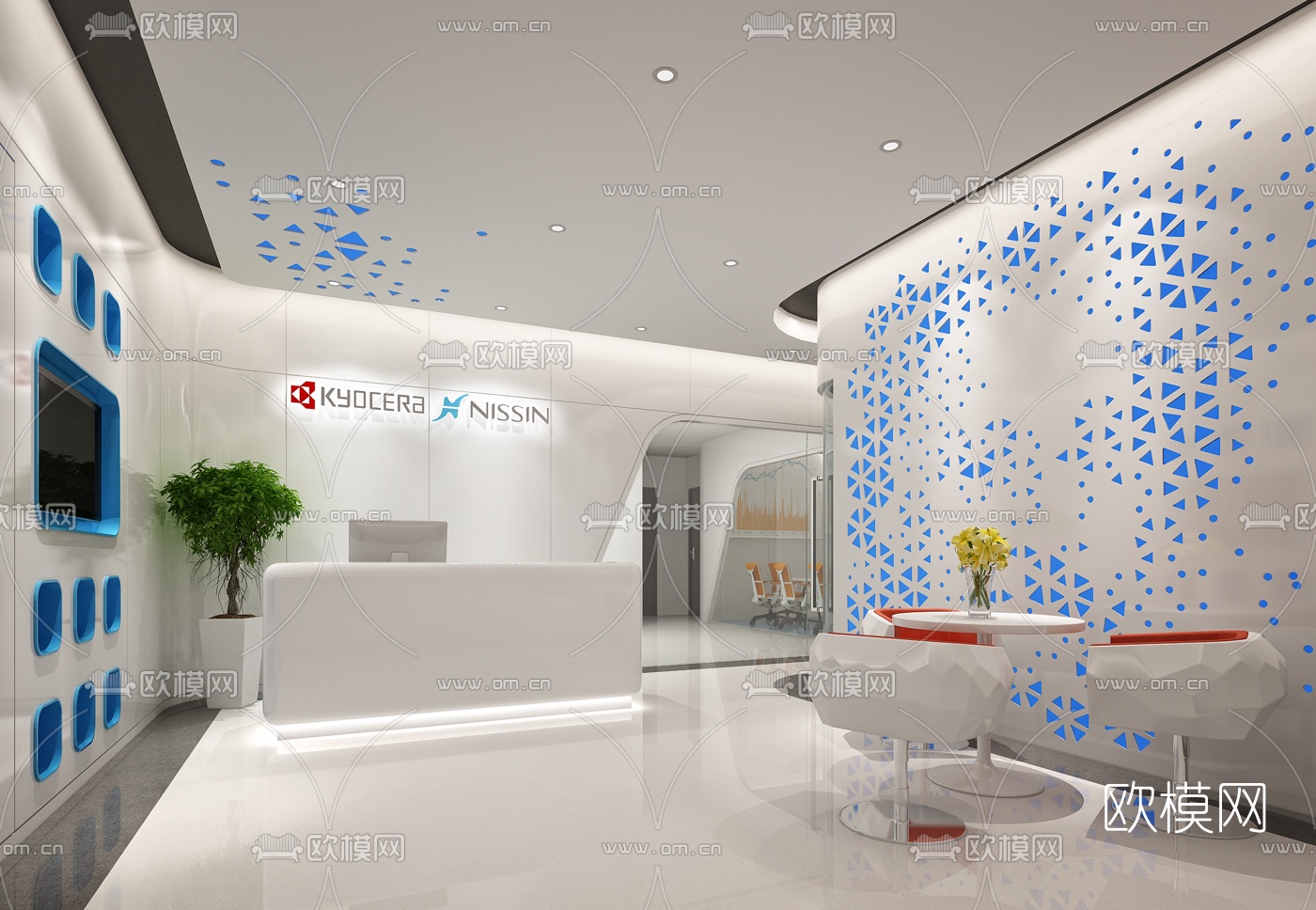 现代办公前台3D模型-免费3dmax模型库-欧模网