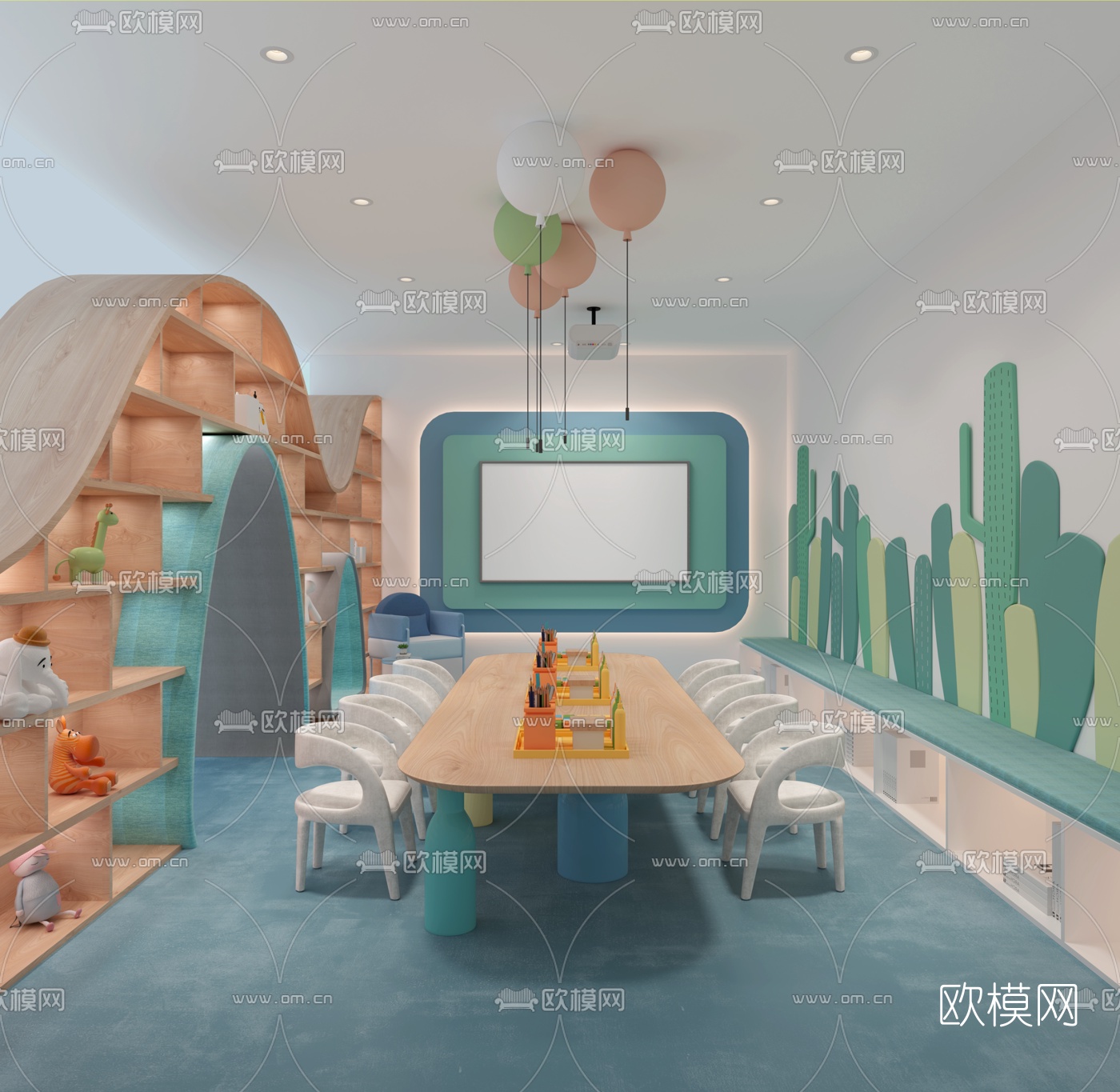 现代亲子幼儿园3d模型-免费3dmax模型库-欧模网