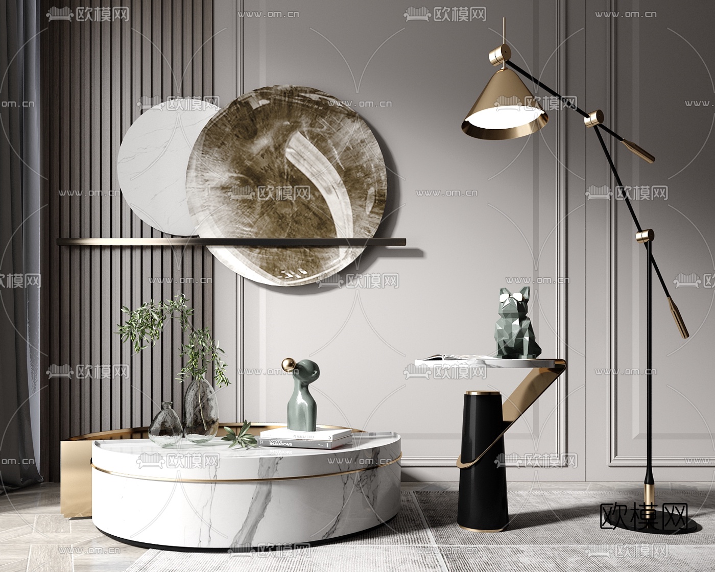 现代轻奢茶几su模型下载（渲染图1）