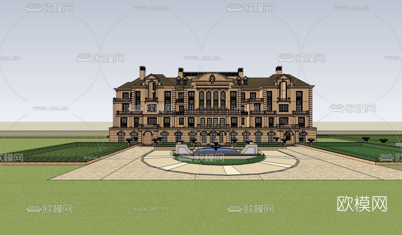 欧式古典酒店su模型下载（渲染图4）