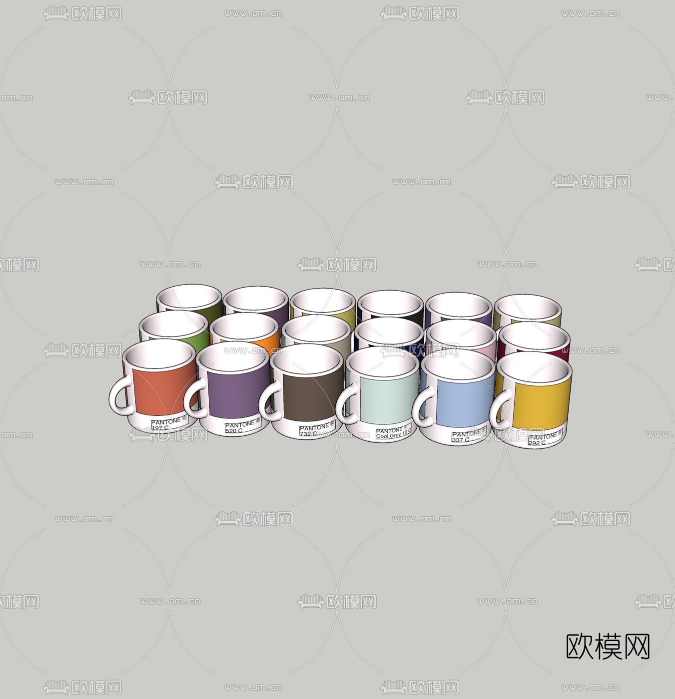 现代杯子免费su模型下载