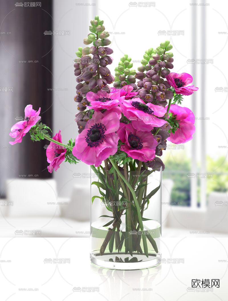 现代花瓶花卉3d模型