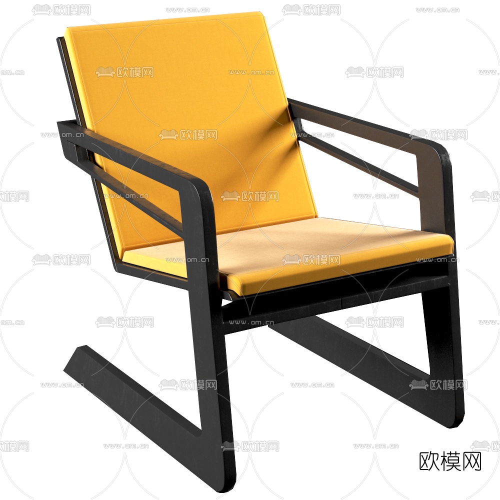 现代金属皮革单椅3d模型