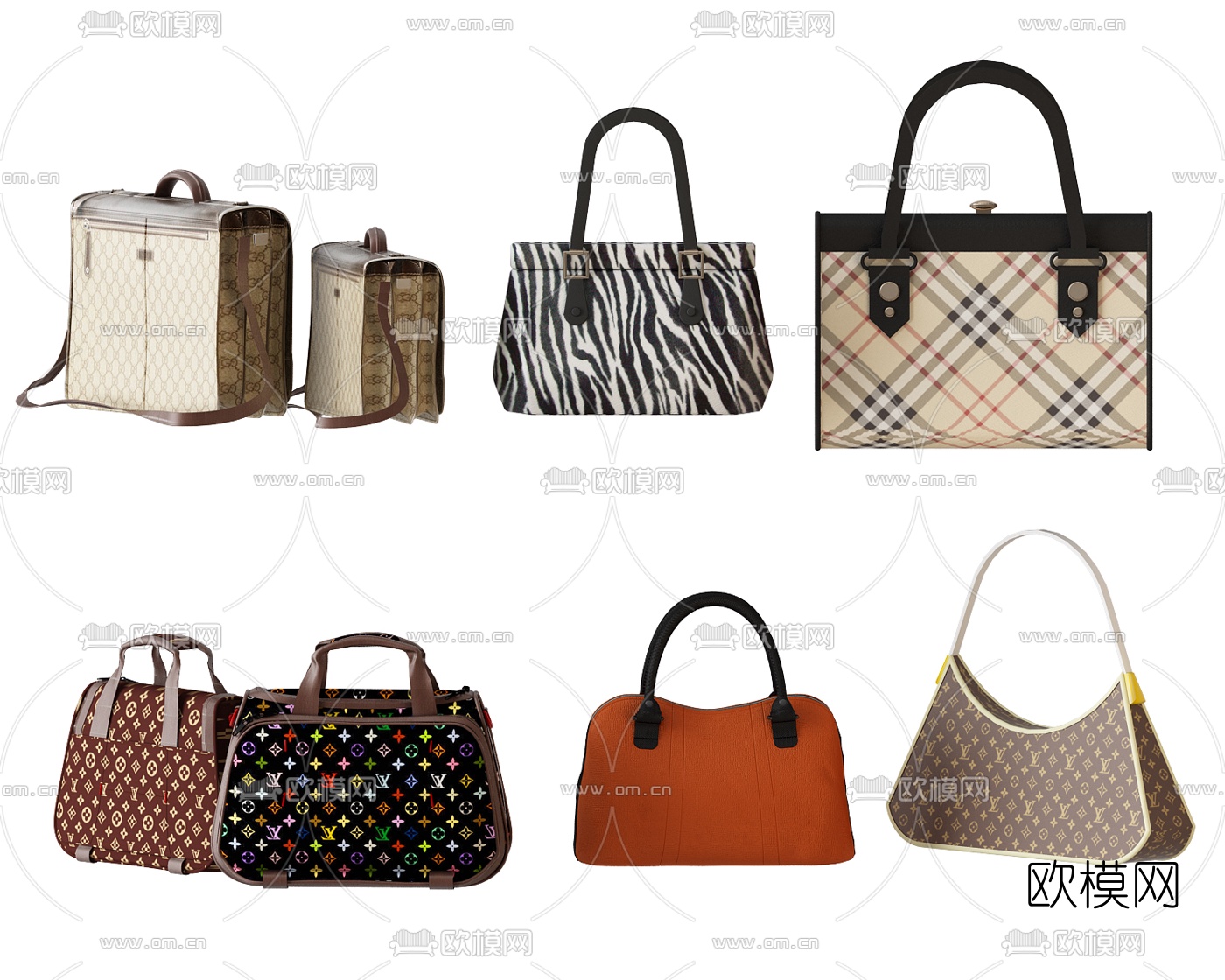 现代时尚皮革手提包3d模型下载