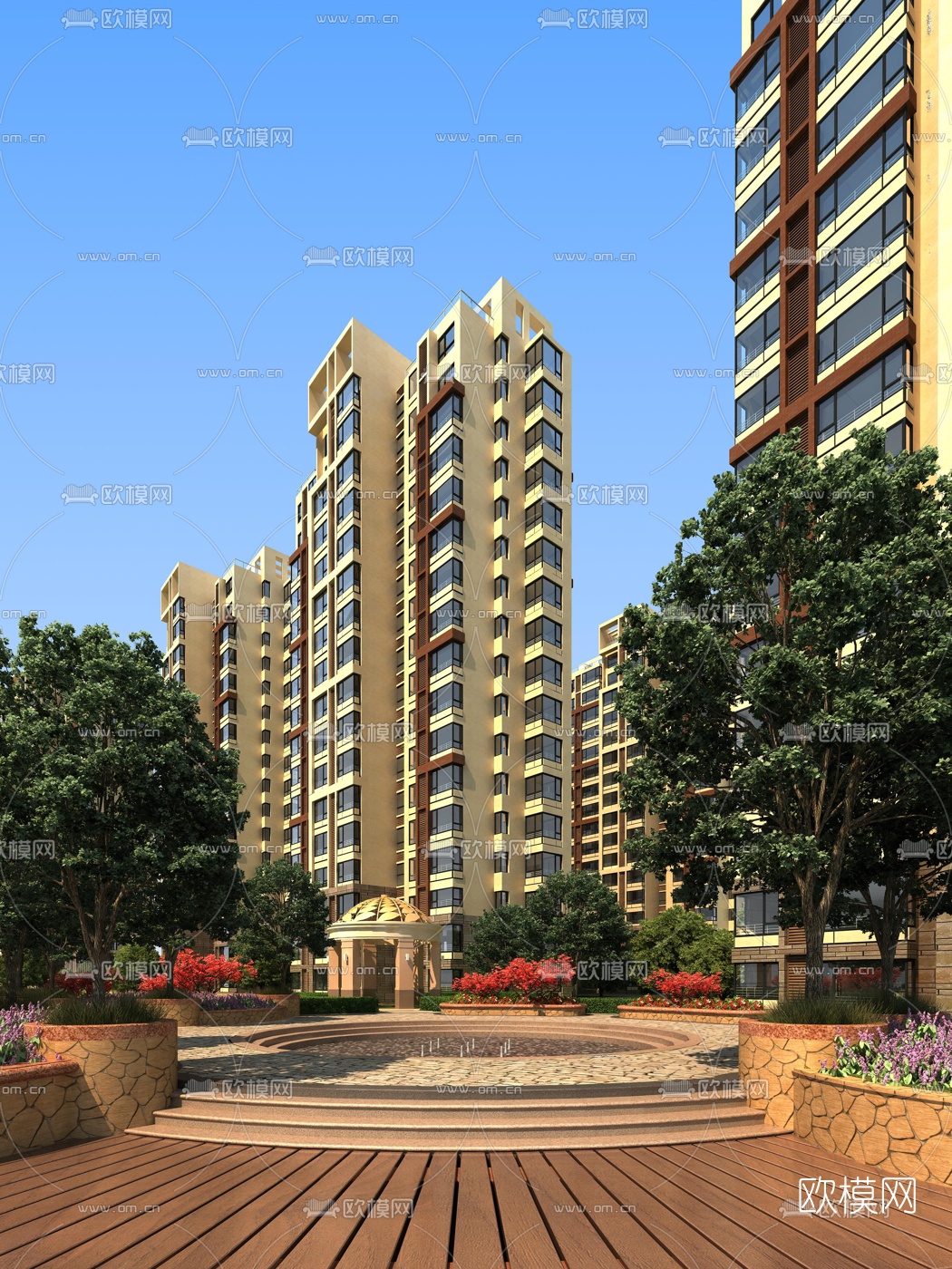 现代住宅小区外观3d模型