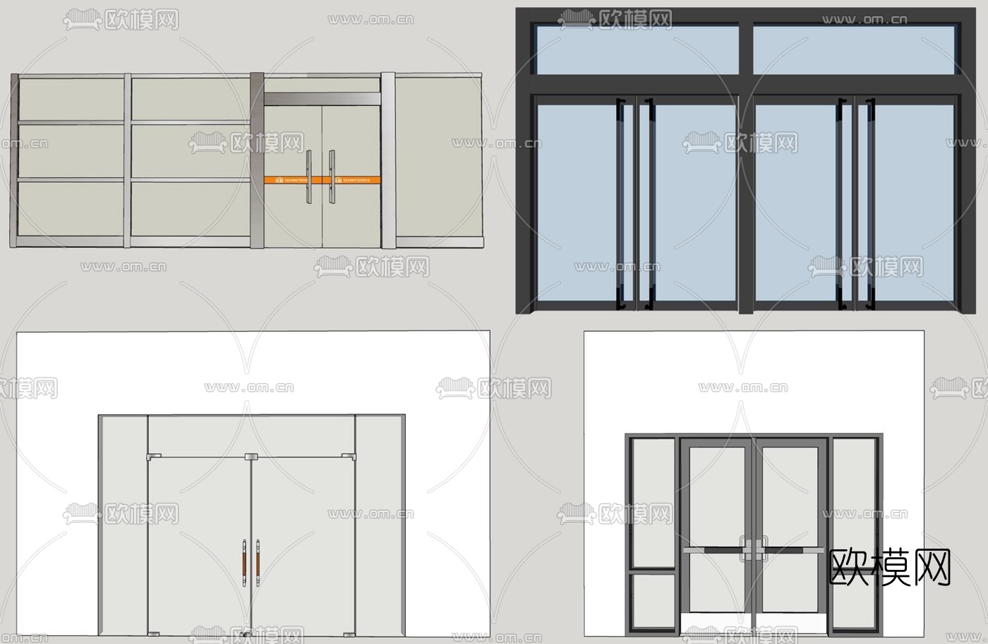 本次模型素材主题为现代玻璃大门双开门su模型,所属分类为构件,建议