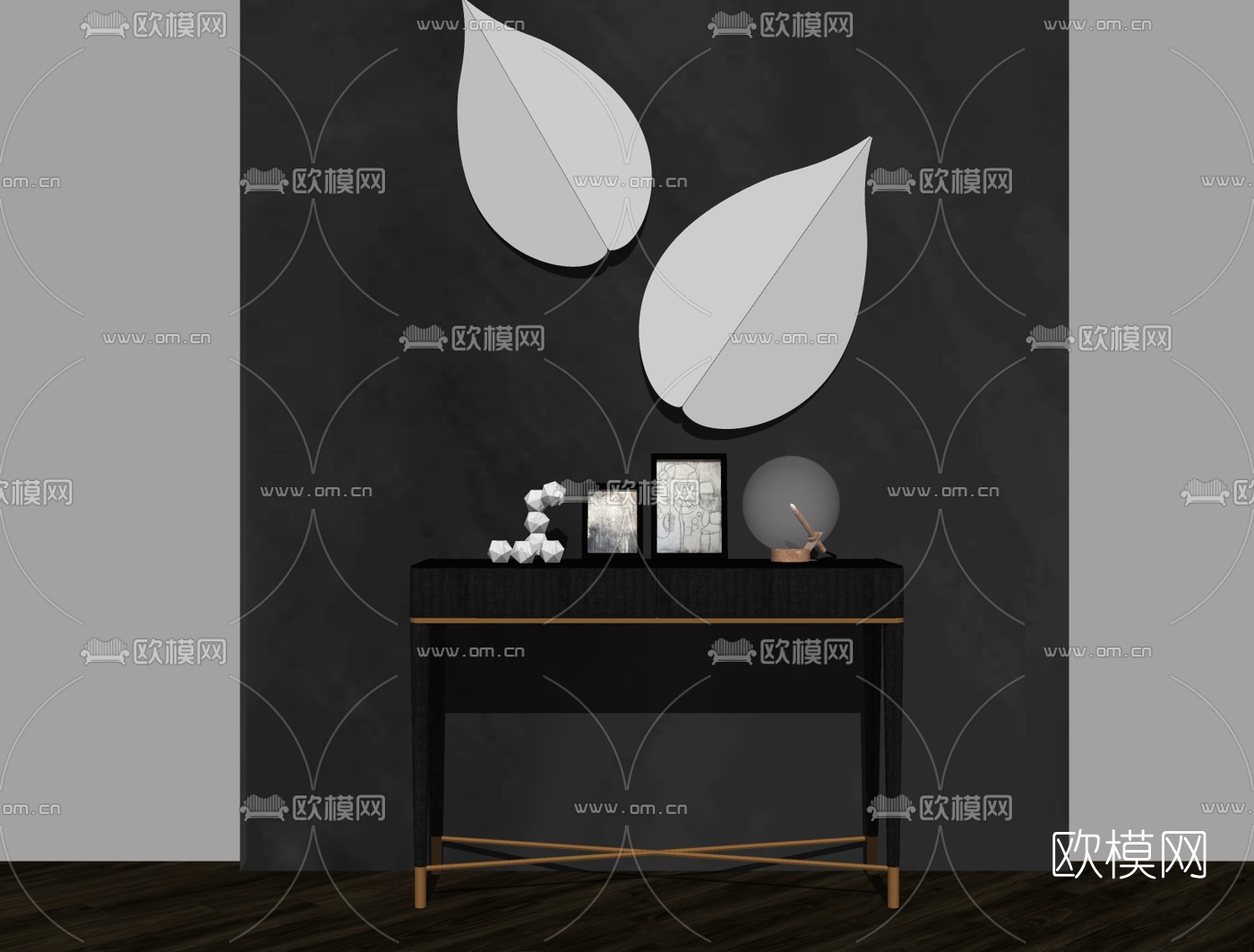后现代轻奢端景条案su模型