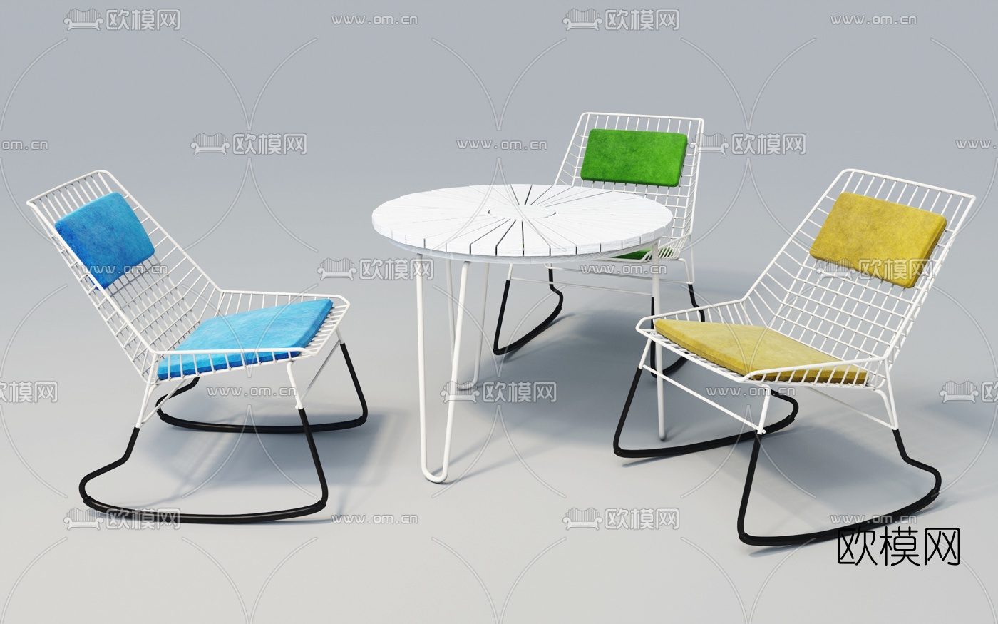 现代户外休闲桌椅3d模型下载