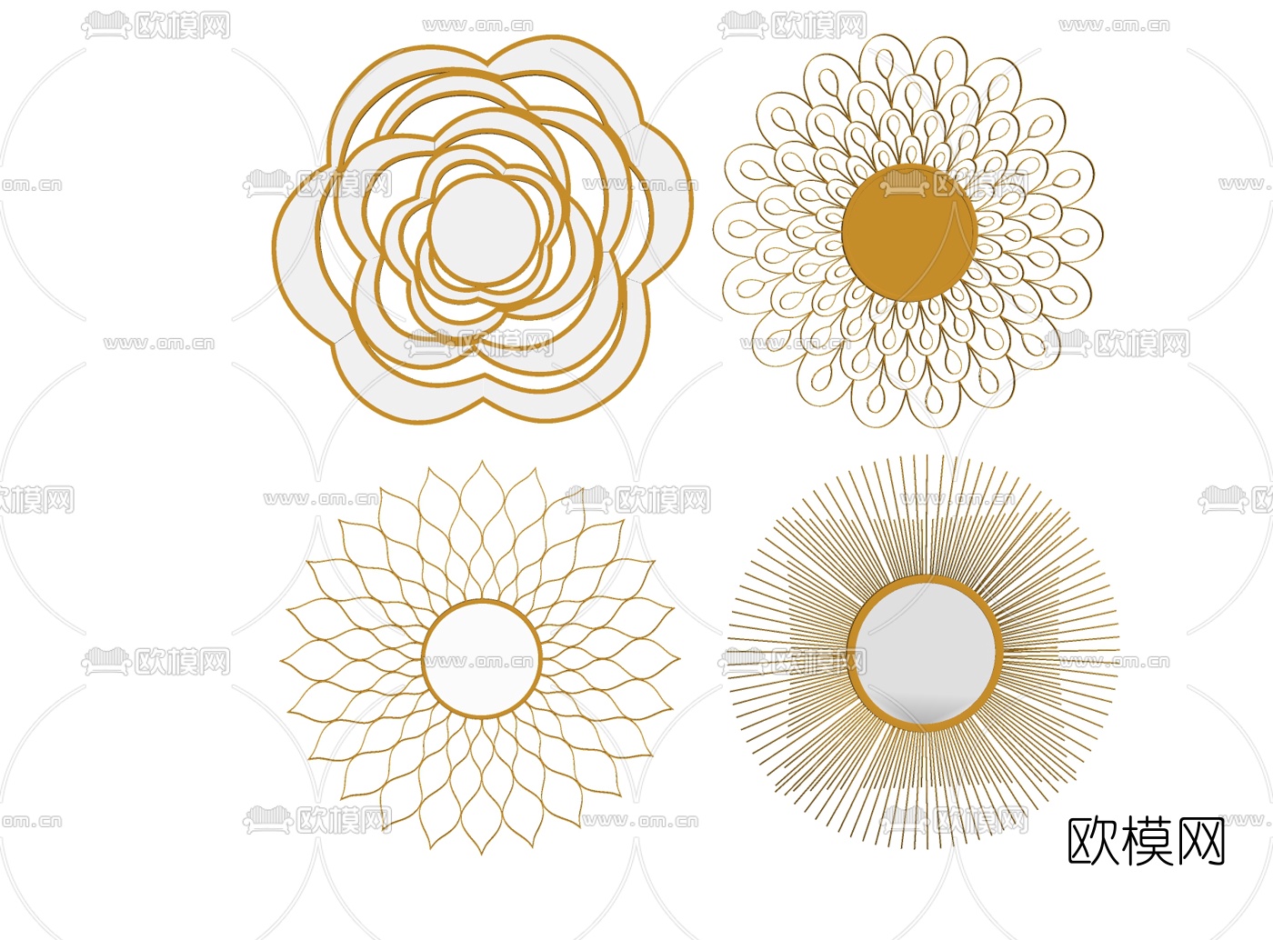 现代金属装饰镜子su模型下载