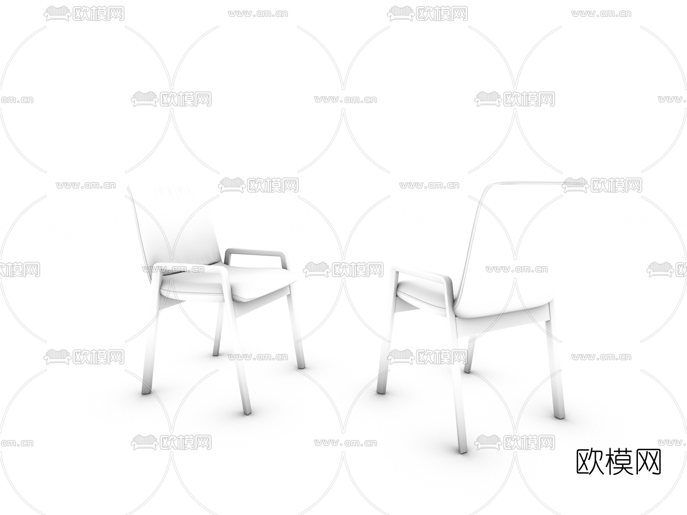 意大利Riva1920品牌 现代灰色绒布单椅3d模型下载（渲染图2）