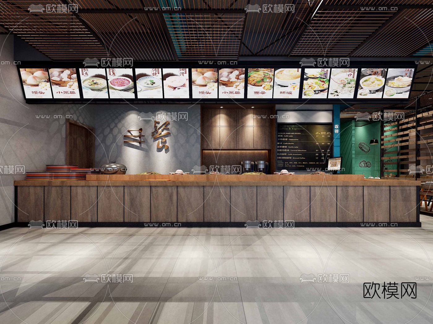 工业风茶餐厅3D模型
