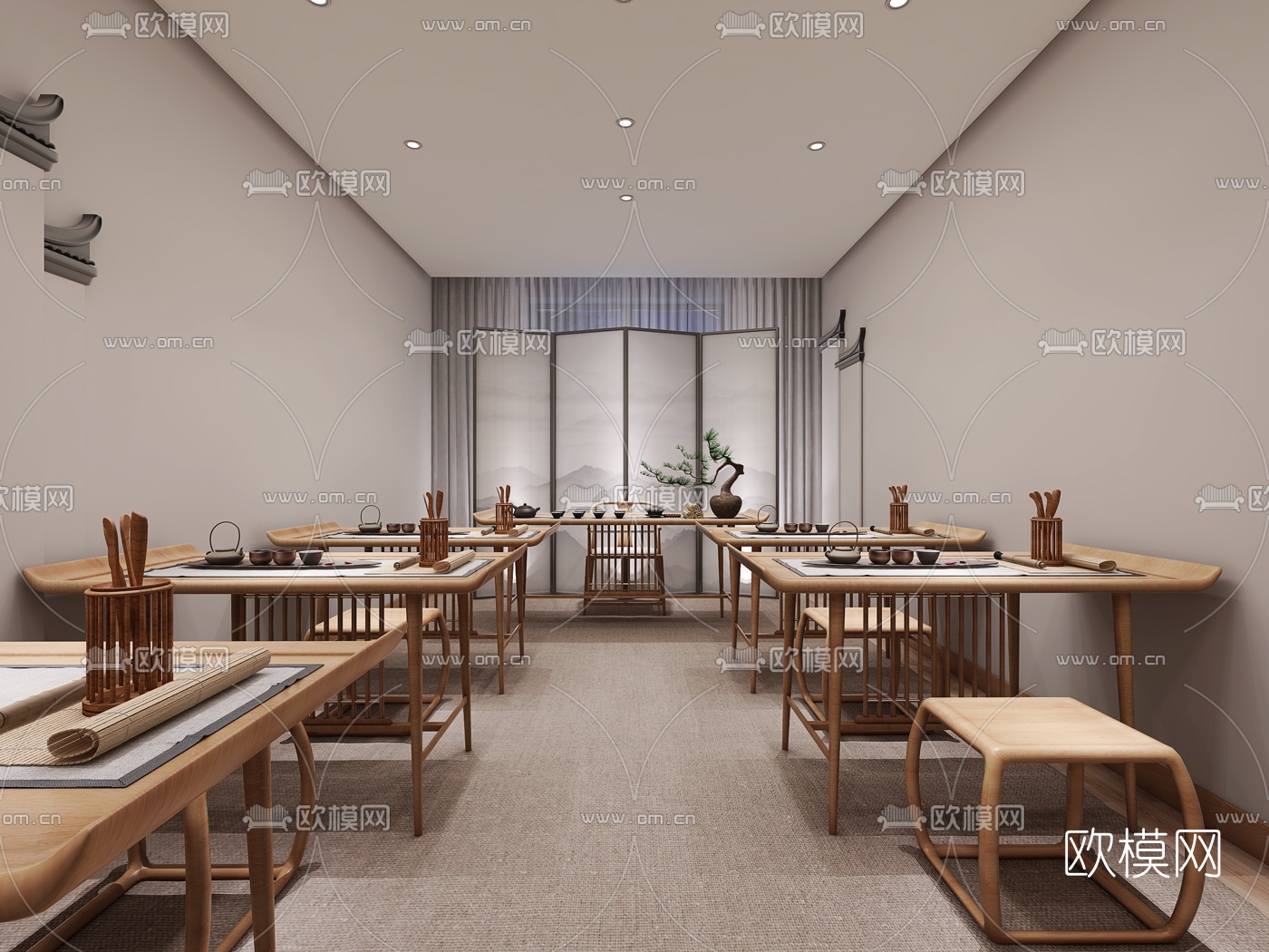 新中式茶道教室3D模型