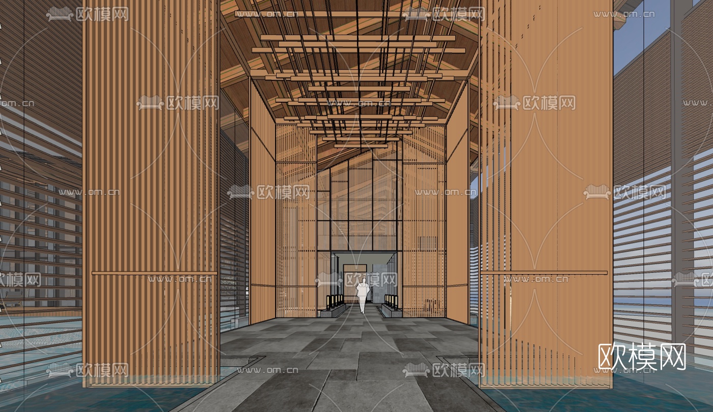 现代禅意售楼中心免费su模型下载（渲染图2）