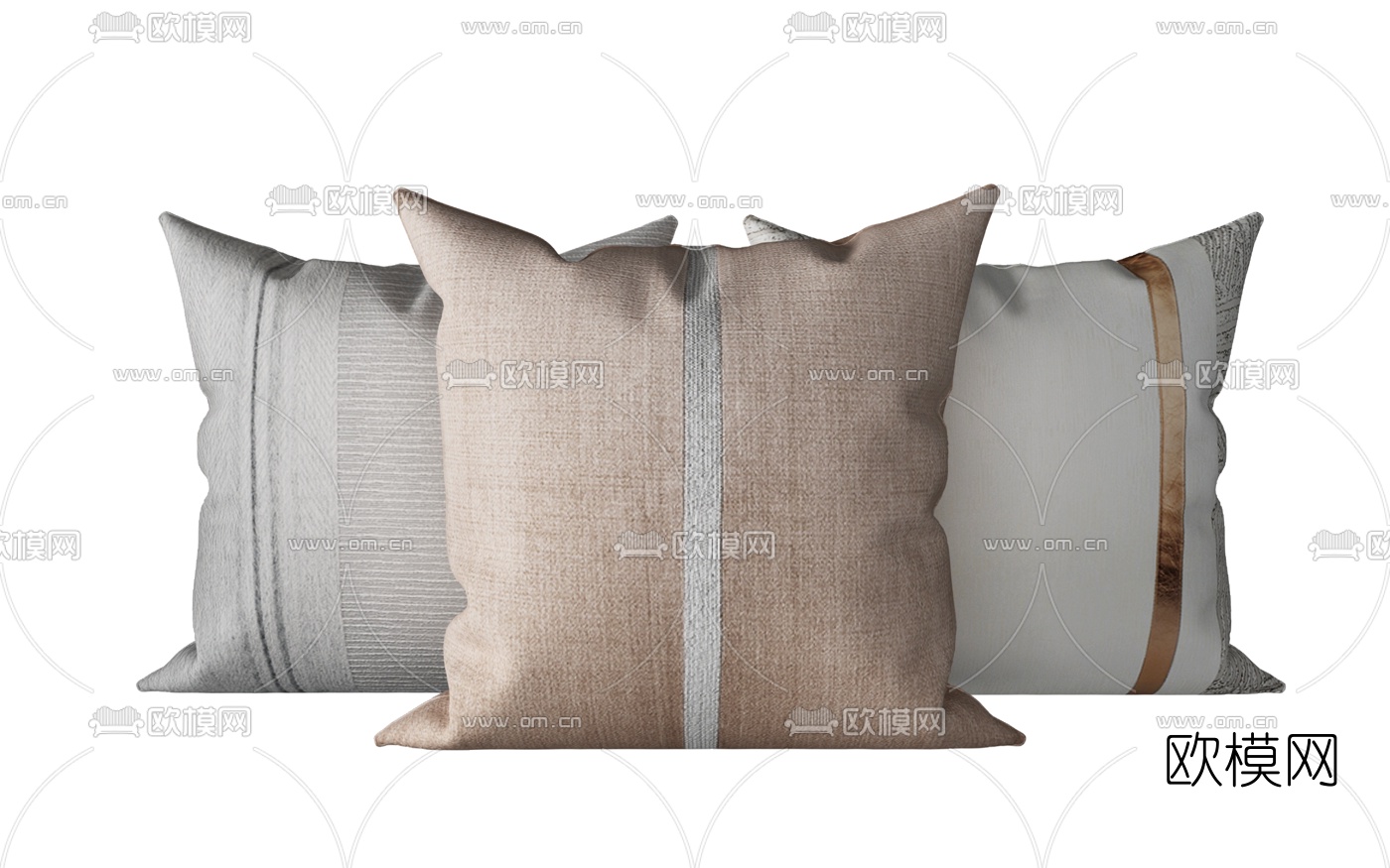 现代布艺抱枕组合3d模型下载（渲染图1）