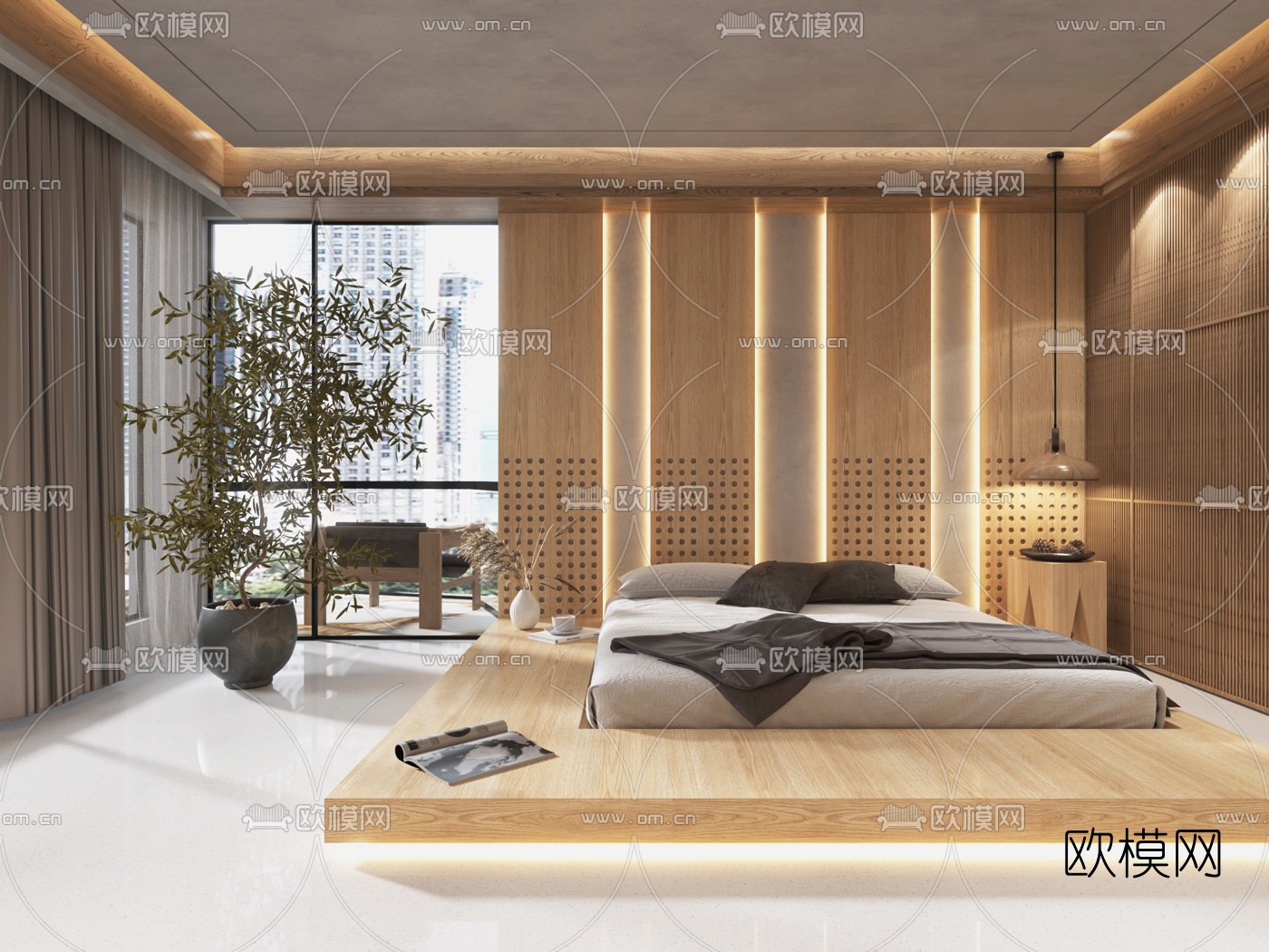 自然风民宿客房3d模型下载（渲染图3）