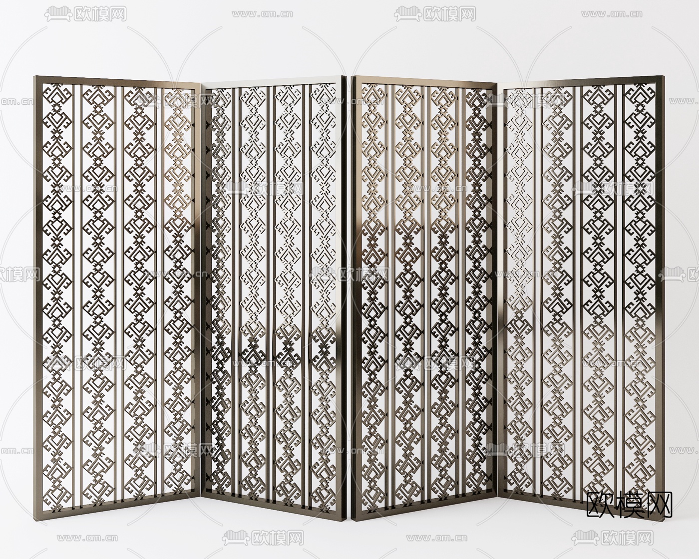 新中式金属屏风3d模型下载