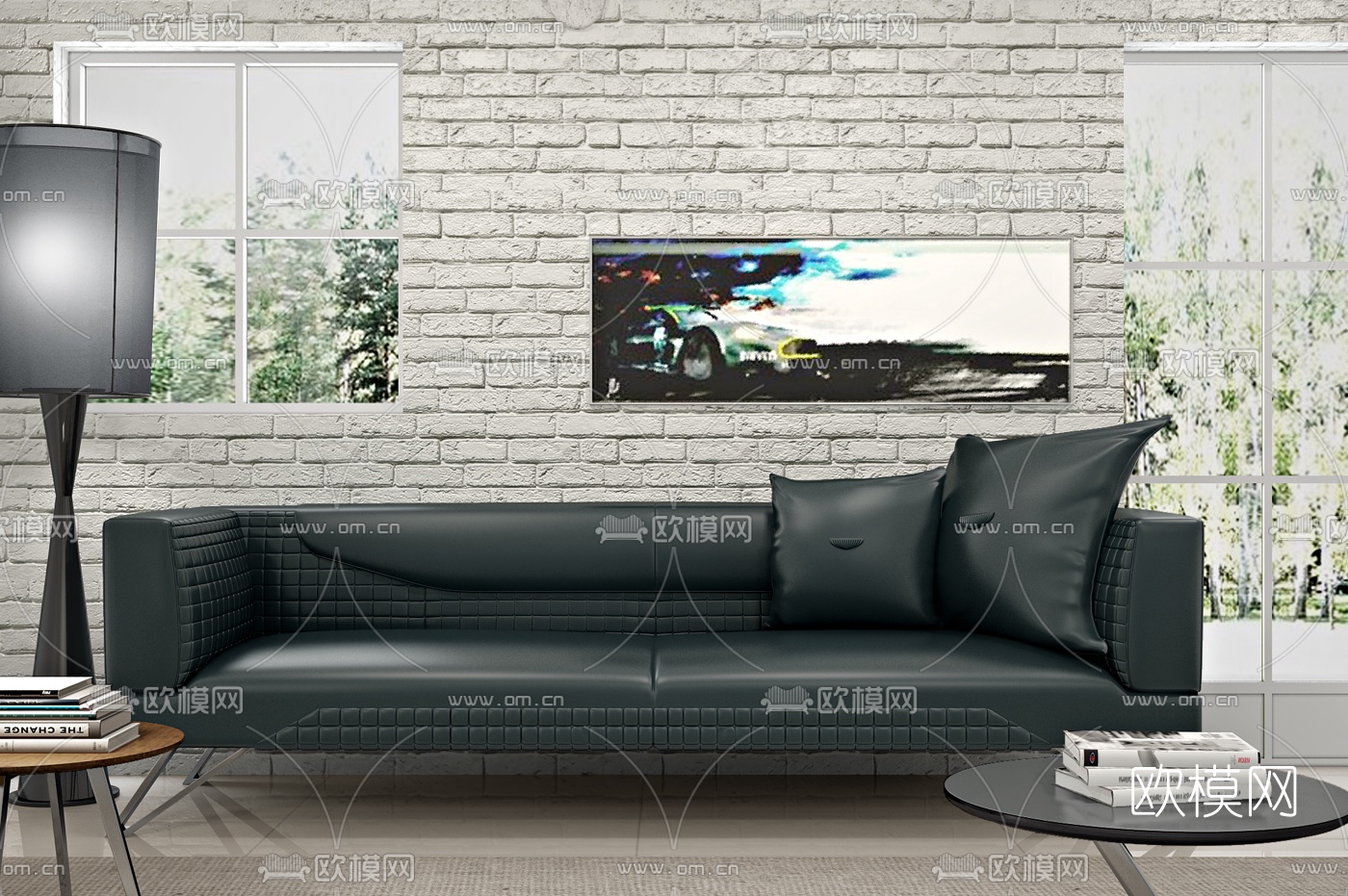 意大利Aston Martin品牌 现代皮革双人沙发3D模型下载