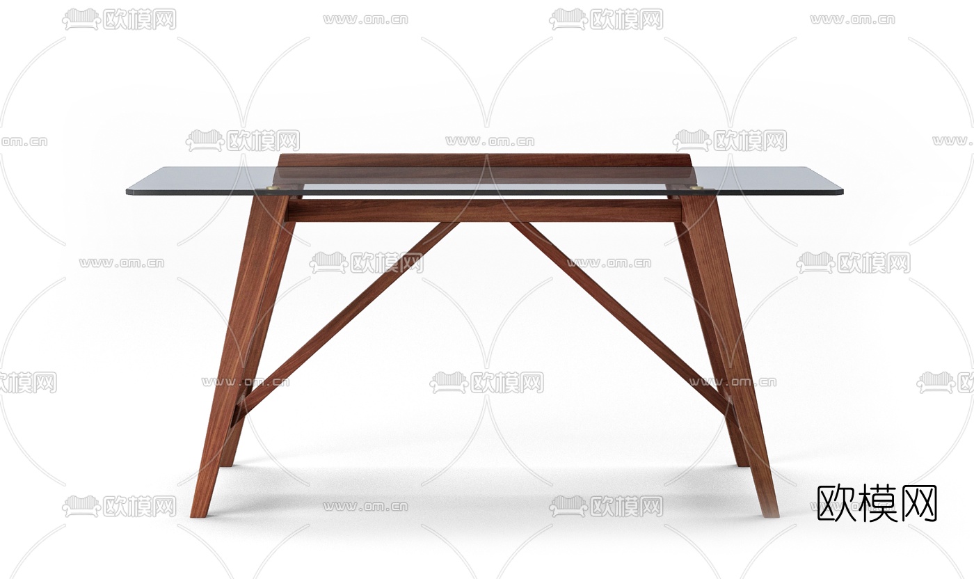 现代实木书桌3d模型