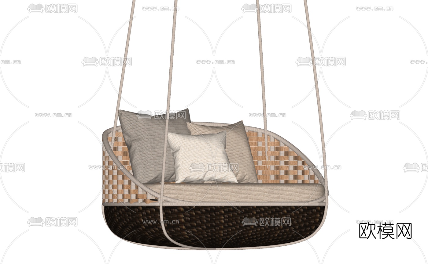 现代藤编吊椅秋千su模型下载