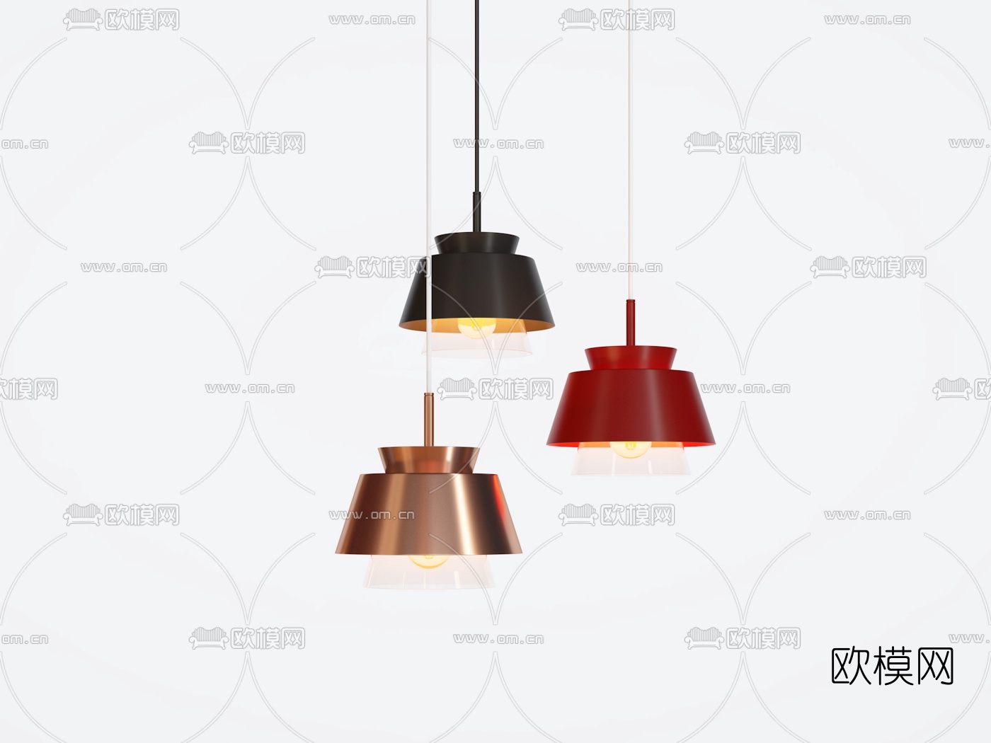 工业风金属吊灯组合3d模型