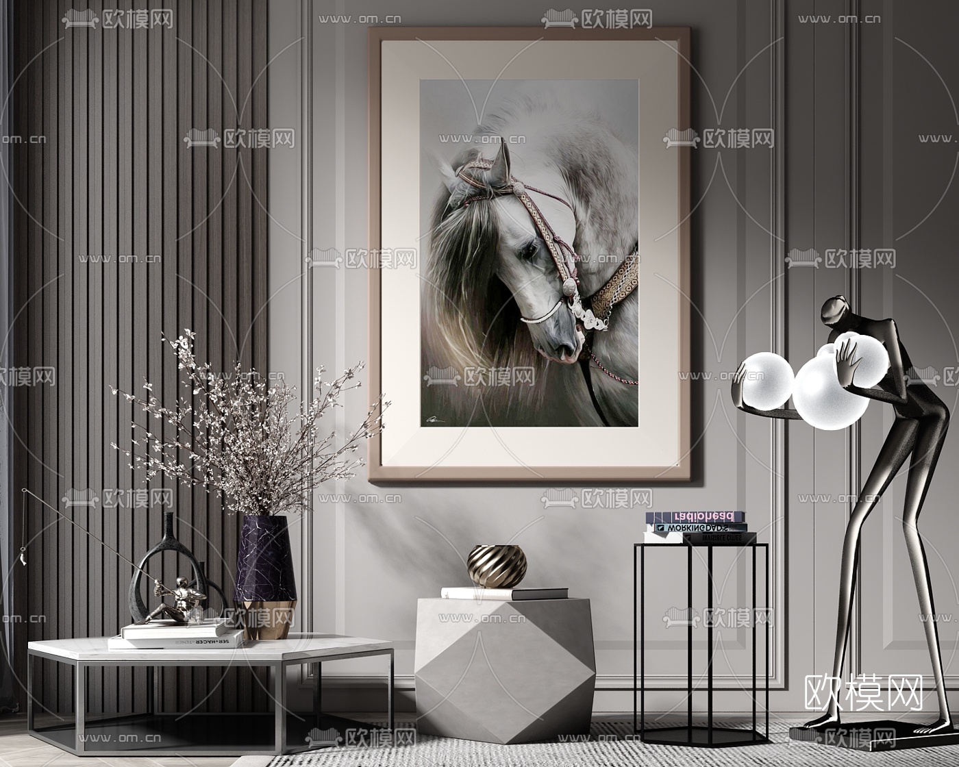 现代轻奢茶几边几su模型下载（渲染图1）