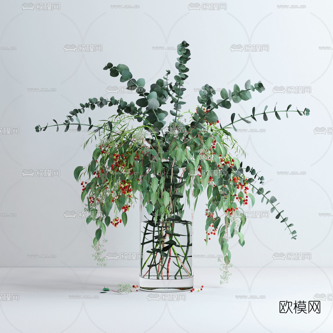 现代透明玻璃花瓶3d模型