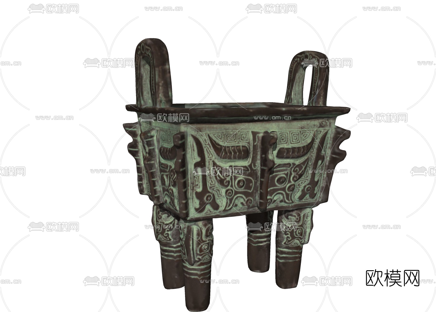 中式青铜鼎su模型下载