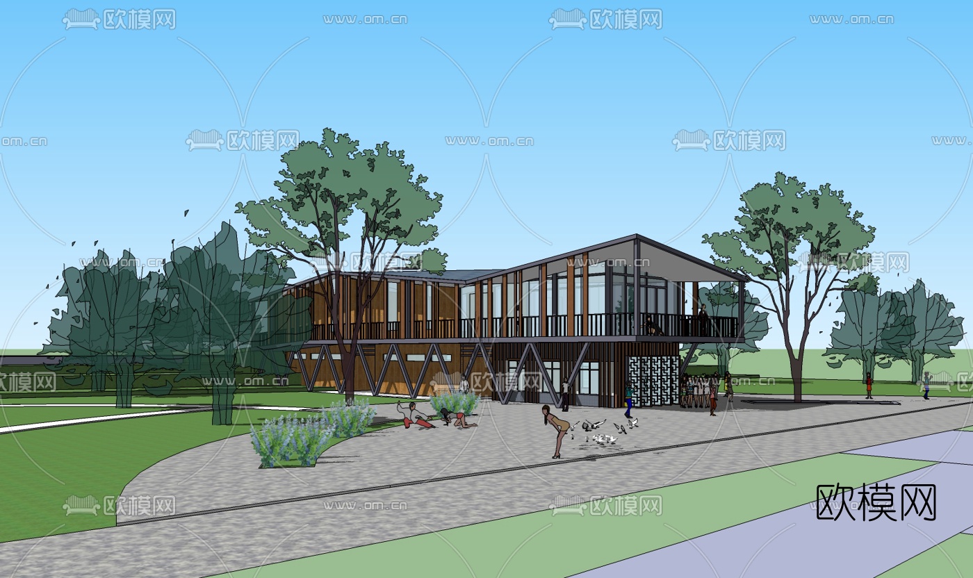 现代活动中心su模型下载（渲染图3）