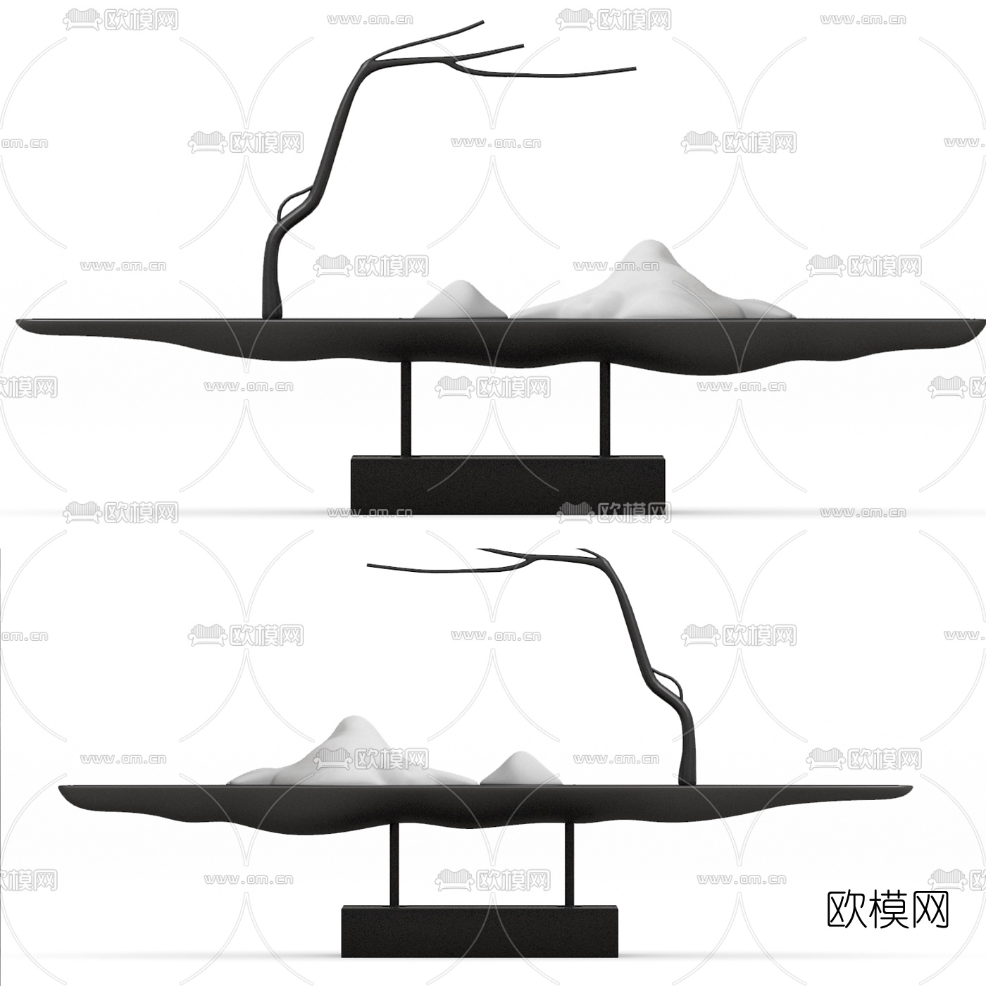 新中式树枝装饰品摆件3d模型