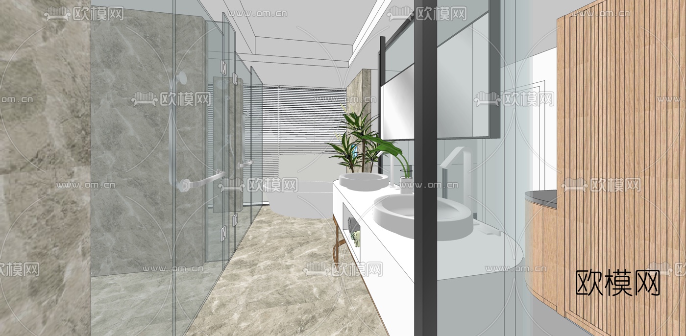 北欧酒店客房su模型下载（渲染图5）