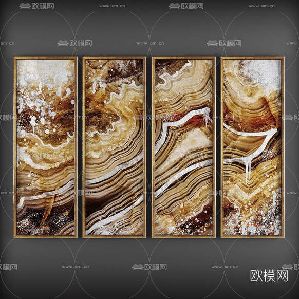 现代抽象画组合3d模型下载(渲染图4)