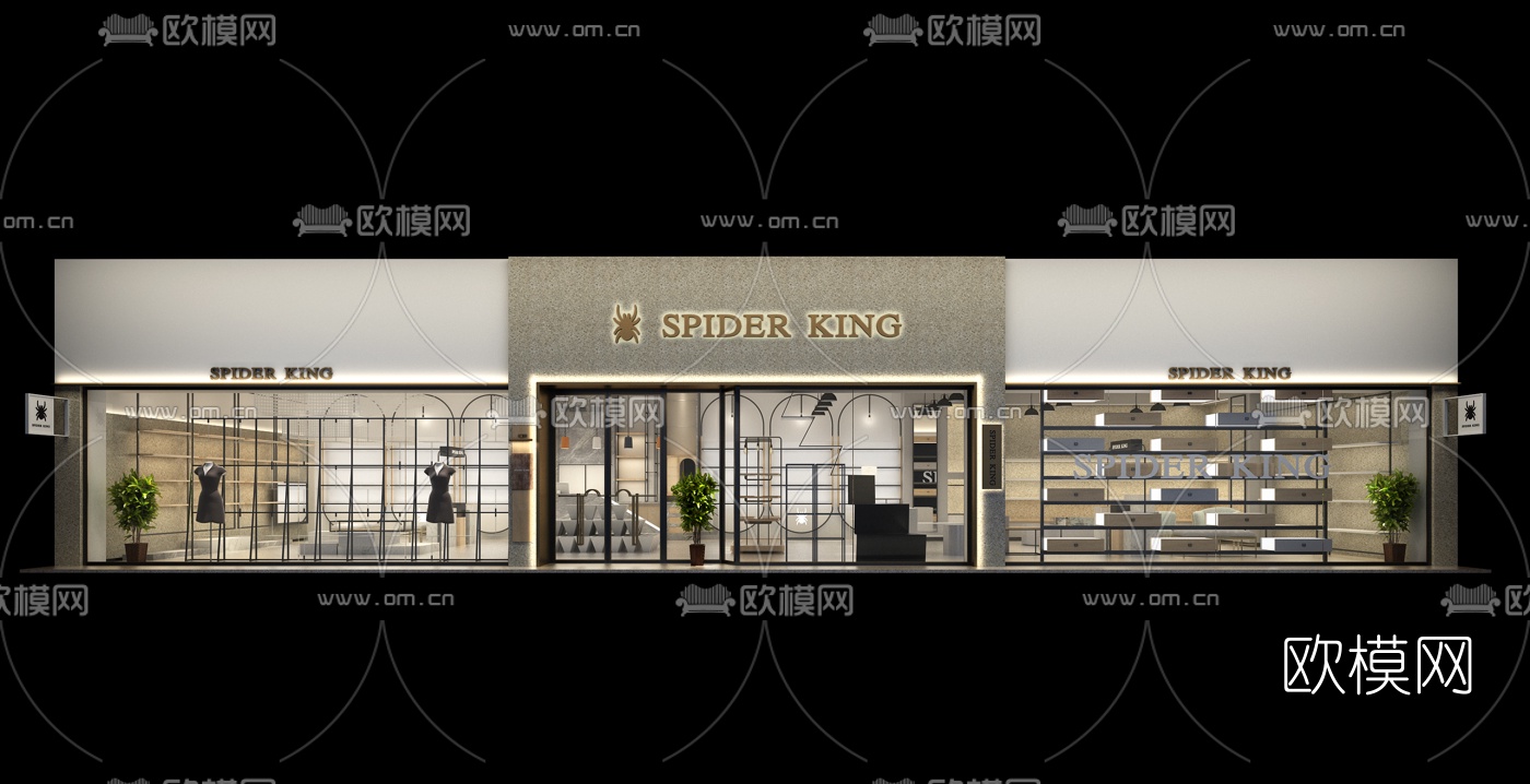工业风鞋店门面3D模型