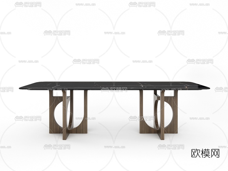意大利DURAME品牌 现代实木大理石餐桌3d模型下载(渲染图1)