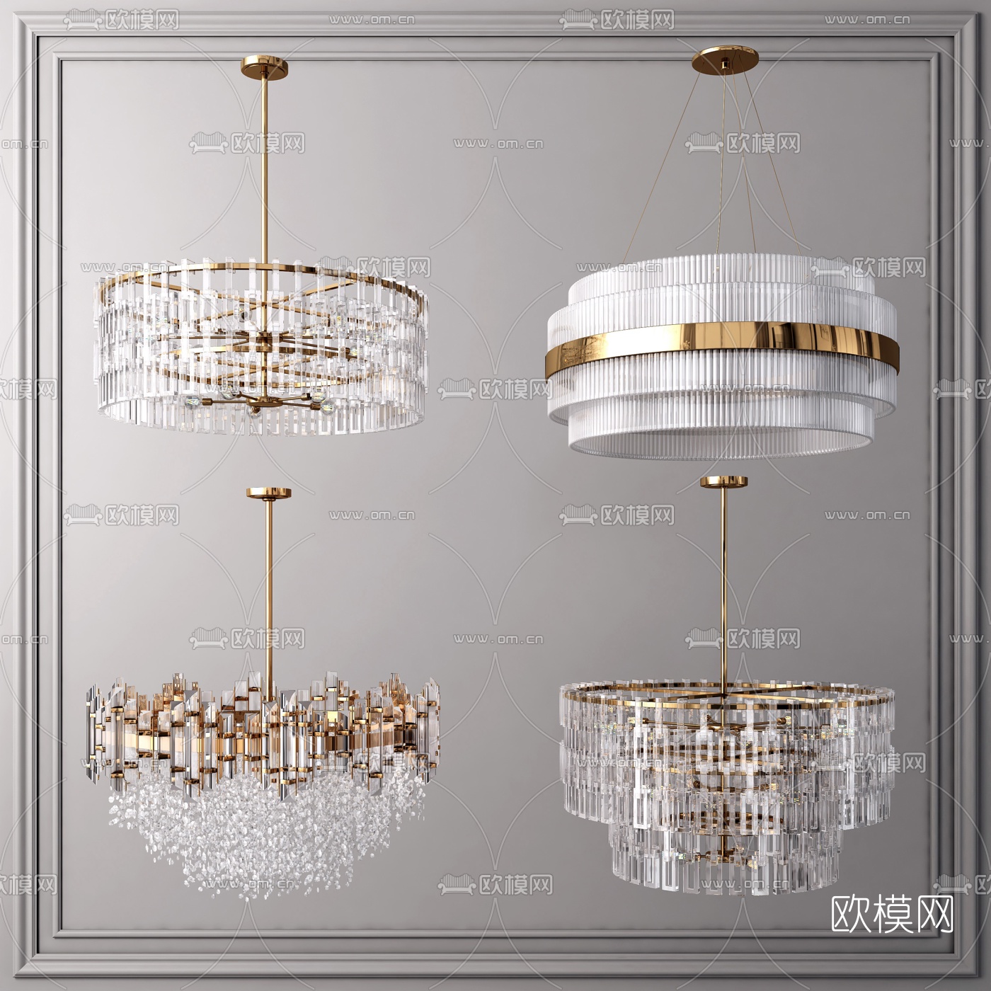 现代水晶吊灯su模型下载（渲染图1）