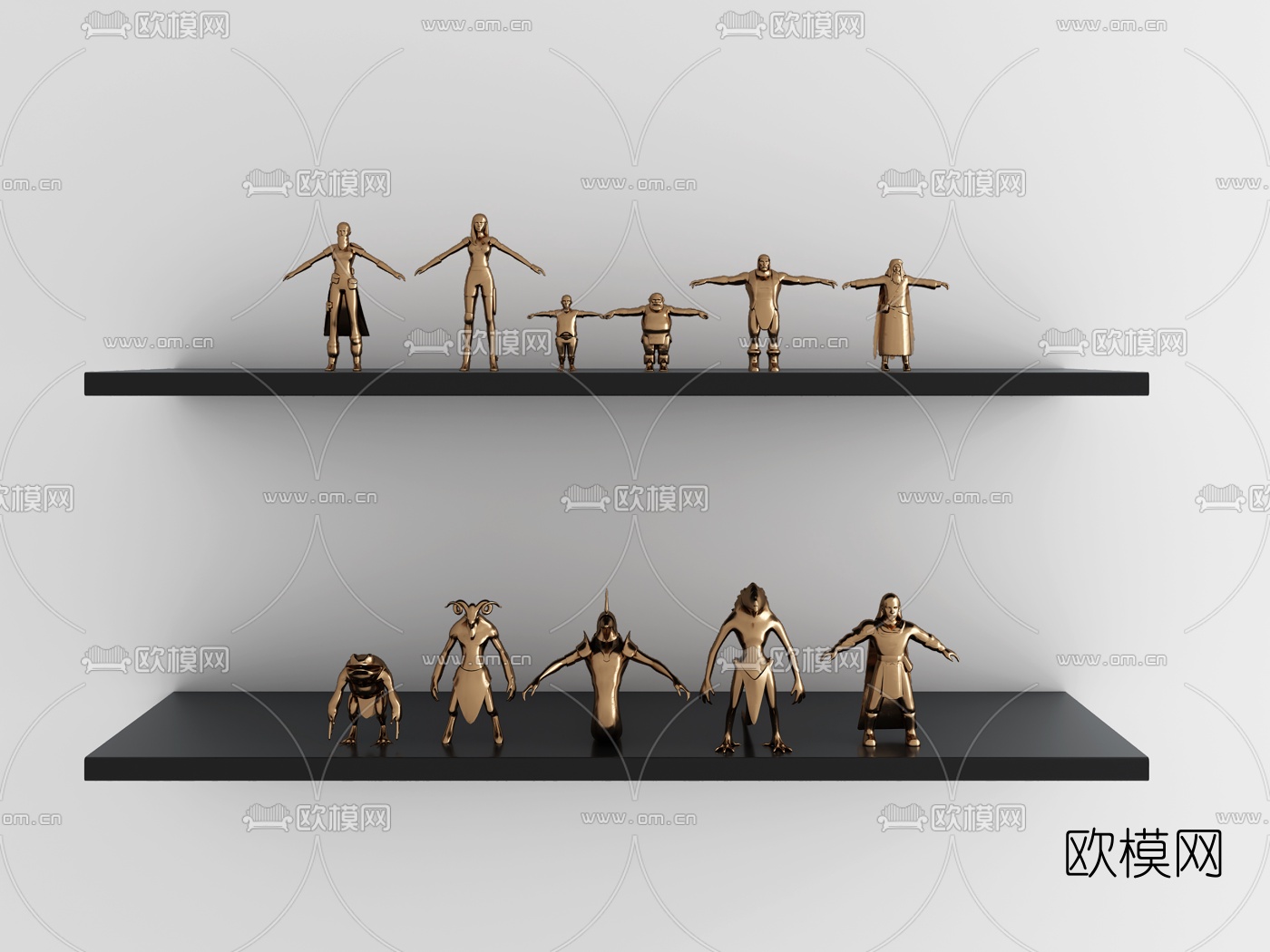 现代金属人物摆件3d模型