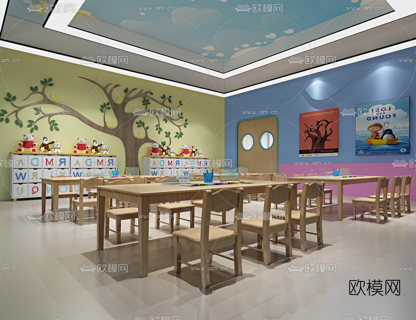 现代幼儿培训中心3d模型下载（渲染图2）