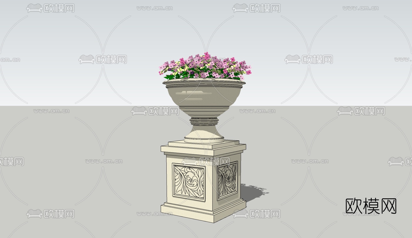 欧式花钵免费su模型下载