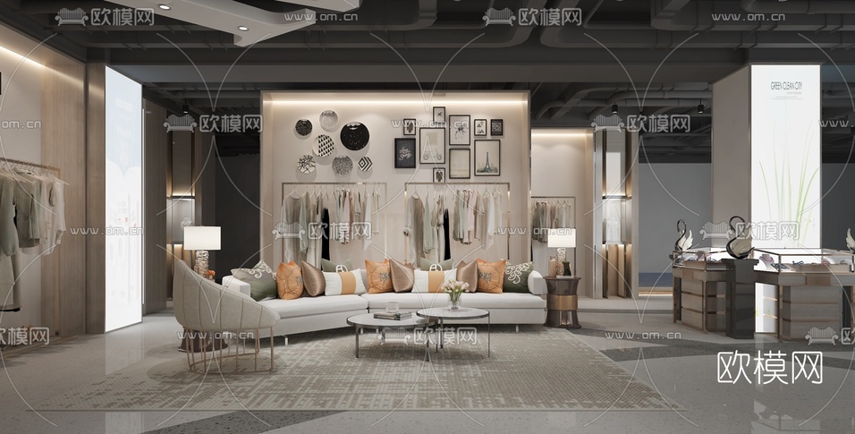 现代服装店3d模型下载(渲染图1)
