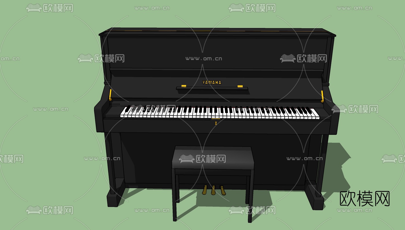 现代钢琴免费su模型下载（渲染图1）
