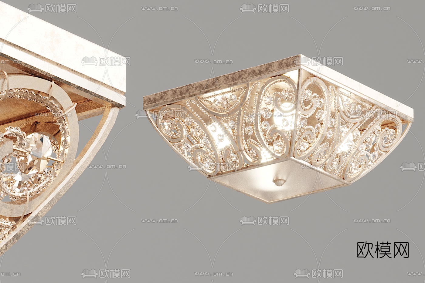 欧式金属吸顶灯3d模型
