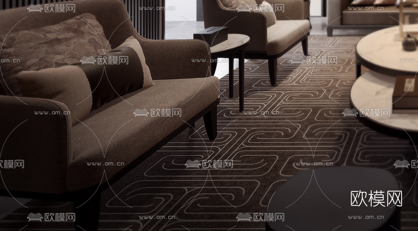 矩阵纵横 新中式客厅3D模型下载（渲染图4）