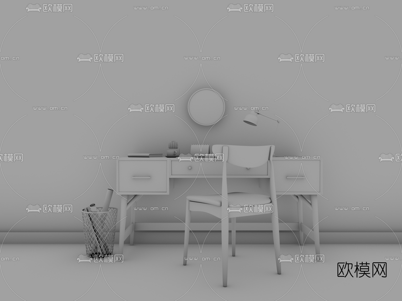 北欧书桌椅3d模型下载（渲染图3）