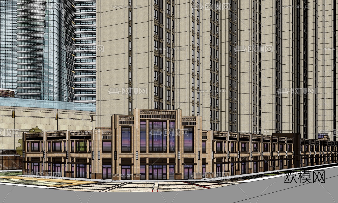 现代商业综合体su模型下载（渲染图3）