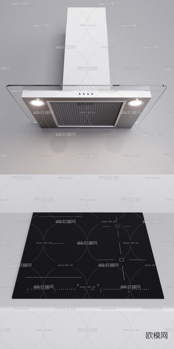 现代油烟机电磁炉3d模型