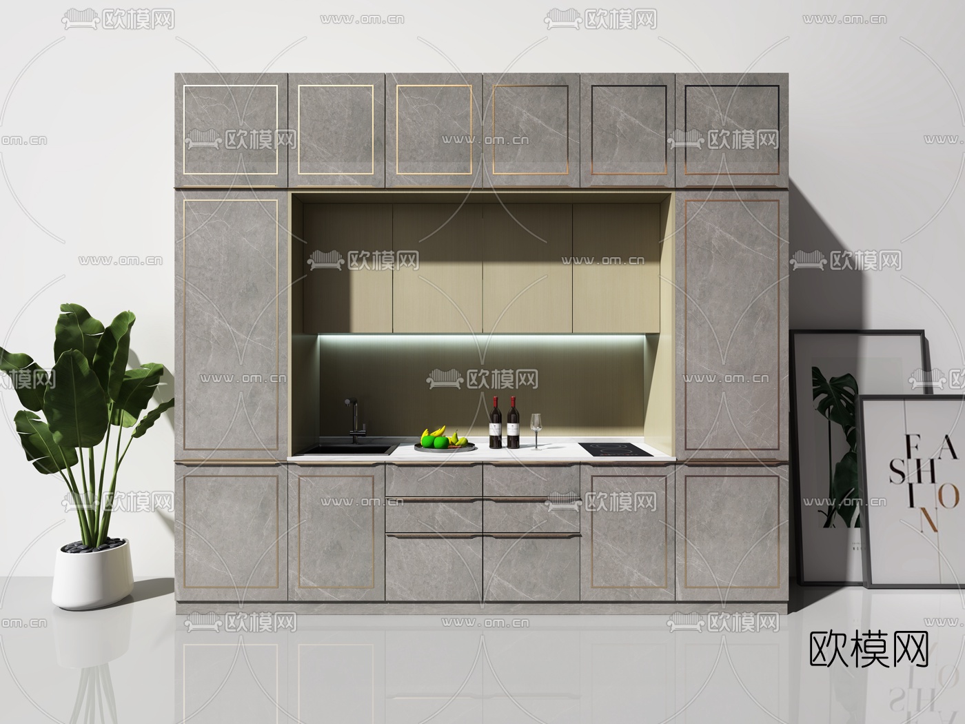 现代橱柜3d模型下载（渲染图2）