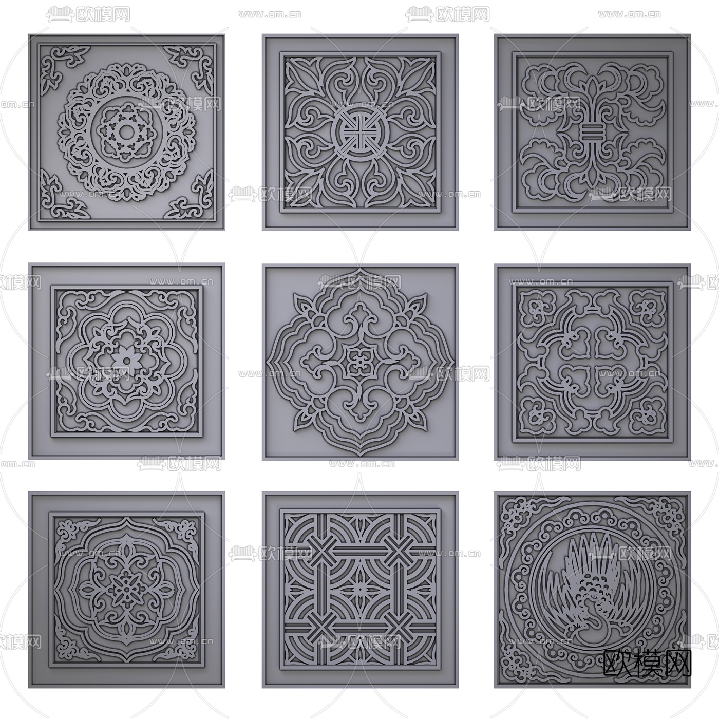 中式雕花窗花su模型下载