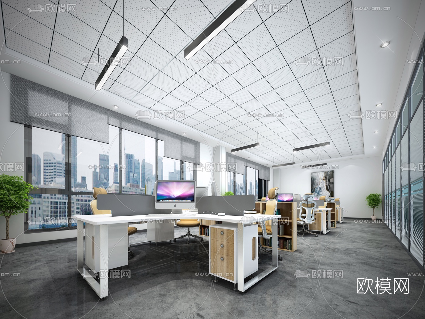 现代办公室3D模型-免费3dmax模型库-欧模网