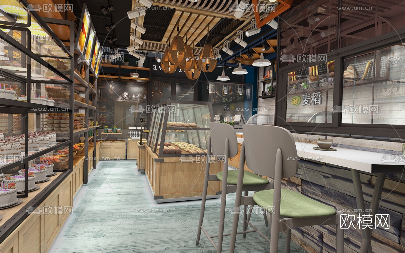 工业风面包蛋糕店3D模型
